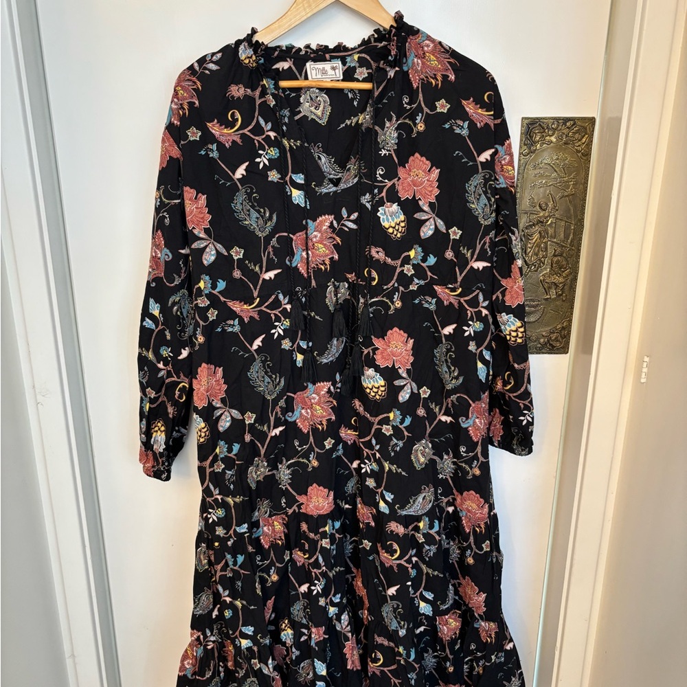 Mille Resort Floral Black Maxi Dress